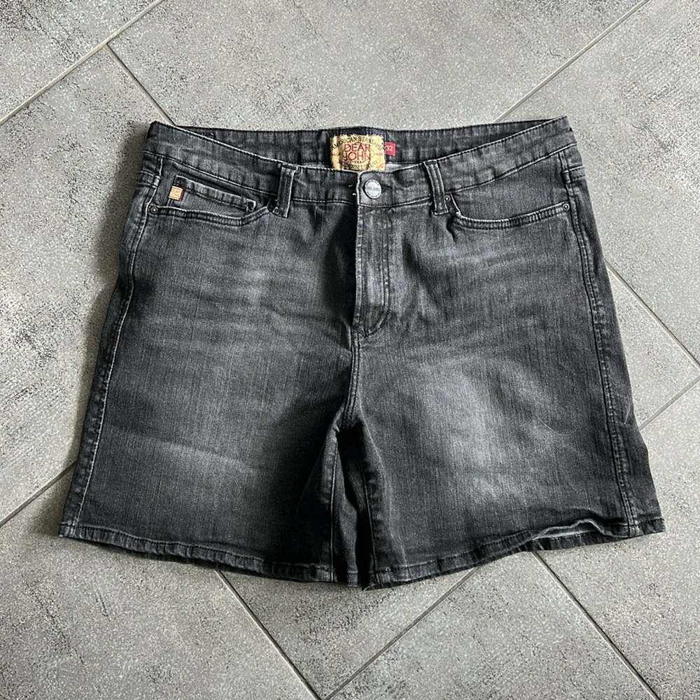 EUC Dear John black lightly distressed denim shorts